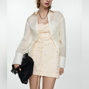 Mango MNG - floral jacquard printed mesh mini dress